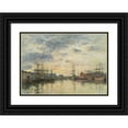 thumbnail image 1 of Eugène Boudin 14x11 Black Ornate Wood Framed Double Matted Museum Art Print Titled: Fecamp, Le Bassin at Sun (1894), 1 of 5