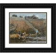 thumbnail image 1 of Eugène Boudin 14x12 Black Ornate Wood Framed Double Matted Museum Art Print Titled: Washer by a River (circa 1885-90), 1 of 5