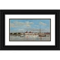 thumbnail image 1 of Eugène Boudin 14x9 Black Ornate Wood Framed Double Matted Museum Art Print Titled: The Quay at Antwerp (1874), 1 of 5
