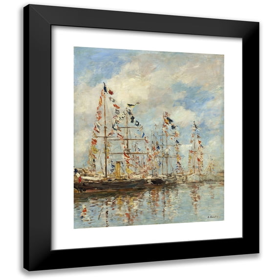 Eugène Boudin 15x18 Black Modern Framed Museum Art Print Titled - Yacht Basin at Trouville-Deauville (Probably 1895-1896)