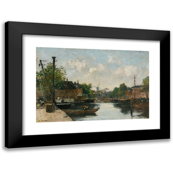 Eugène Boudin 18x13 Black Modern Framed Museum Art Print Titled - Canal a Rotterdam (circa 1876-80)