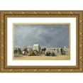 thumbnail image 1 of Eugène Boudin 24x16 Gold Ornate Framed and Double Matted Museum Art Print Titled - Bathing Time at Deauville (1865), 1 of 4