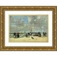thumbnail image 1 of Eugène Boudin 24x18 Gold Ornate Framed and Double Matted Museum Art Print Titled - On the Jetty (C. 1869-1870), 1 of 4