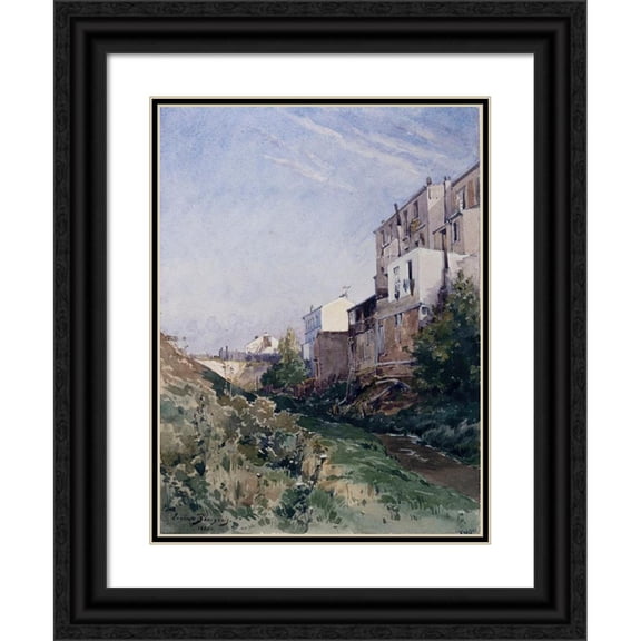 Eugène Bourgeois 15x18 Black Ornate Wood Framed Double Matted Museum Art Print Titled - Rue De La Fontaine in Mulard (1888)