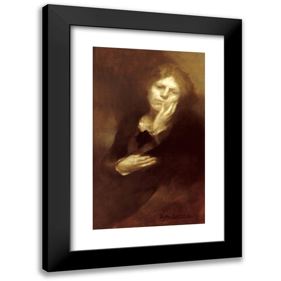 Eugène Carriere 10x14 Black Modern Framed Museum Art Print Titled - Abandoned Fantine (1903)
