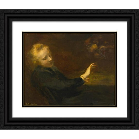Eugène Carriere 14x12 Black Ornate Wood Framed Double Matted Museum Art Print Titled: The New Wristwatch