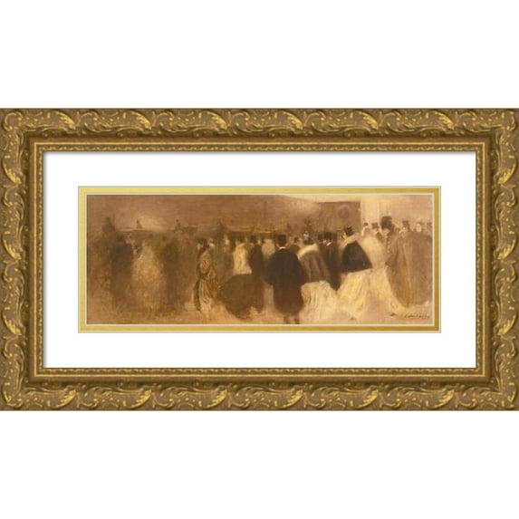 Eugène Carriere 24x11 Gold Ornate Framed and Double Matted Museum Art Print Titled - The Release of the Theater
