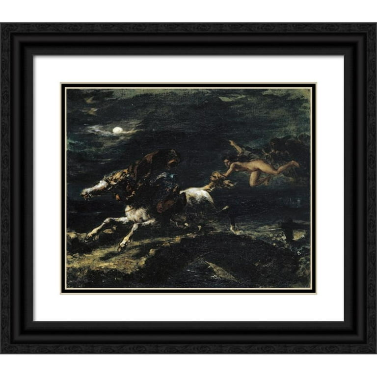 Eugène Delacroix 14x12 Black Ornate Wood Framed Double Matted