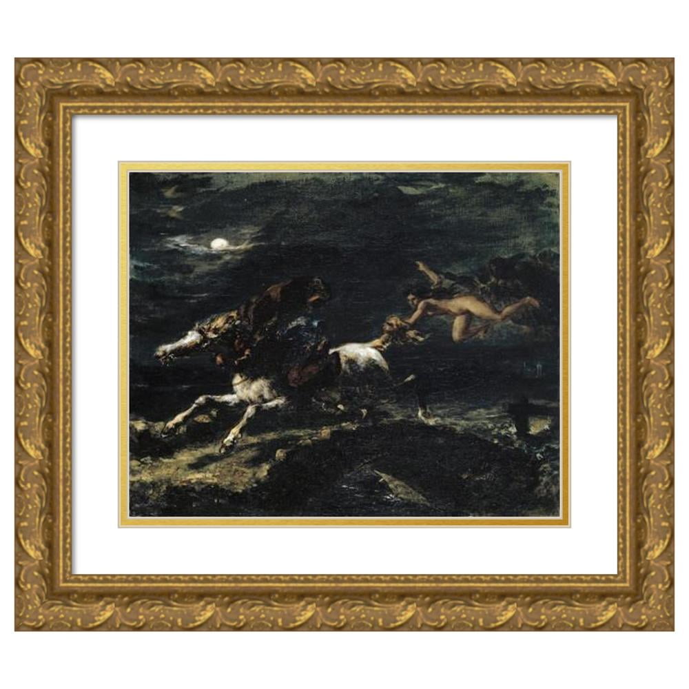 Eugène Delacroix 14x12 Black Ornate Wood Framed Double Matted