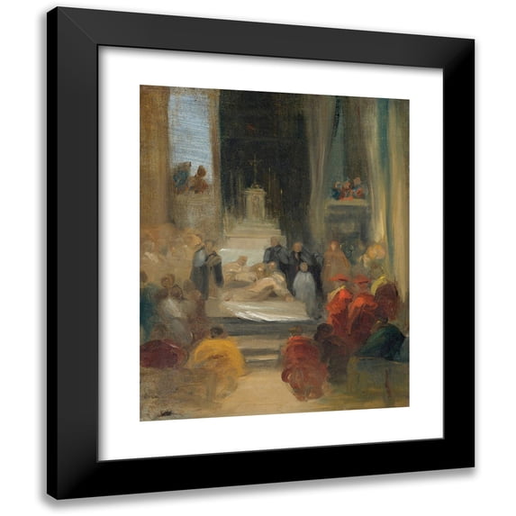 Eugène Delacroix 15x18 Black Modern Framed Museum Art Print Titled - Interior of a Church; Ordination of Carmelites