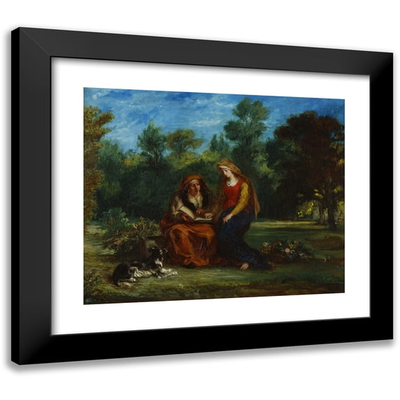 Eugène Delacroix 17x15 Black Modern Framed Museum Art Print Titled - The Education of the Virgin