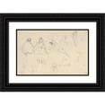 thumbnail image 1 of Eugène Delacroix 18x13 Black Ornate Wood Framed Double Matted Museum Art Print Titled - Sketches of Figures and a Tile-Roofed Building, Seville, Spain (1832), 1 of 5
