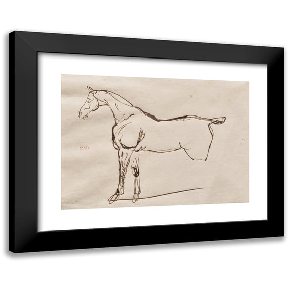Eugène Delacroix 18x14 Black Modern Framed Museum Art Print Titled - Study of a Horse (C. 1820-30)