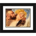 thumbnail image 1 of Eugène Delacroix 18x14 Black Ornate Wood Framed Double Matted Museum Art Print Titled - Satyr Embracing a Nymph, After Peter-Paul Rubens, 1 of 5