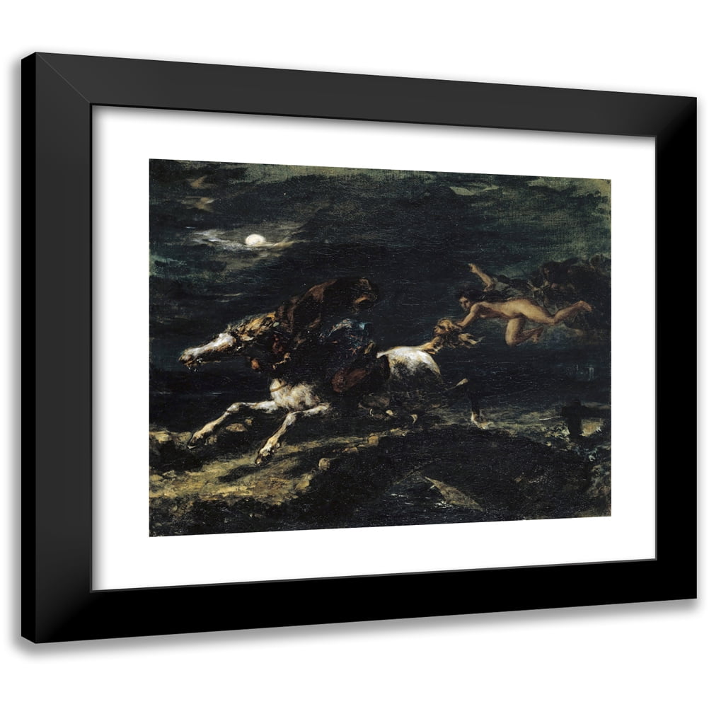 Eugène Delacroix 14x12 Black Ornate Wood Framed Double Matted