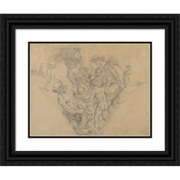 Eugène Delacroix 24x19 Black Ornate Framed Double Matted Museum Art Print Titled: The Tribute Money (1843)