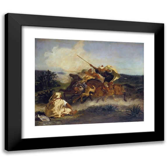 Eugène Delacroix 24x20 Black Modern Framed Museum Art Print Titled - Fantasy Arab (1833)