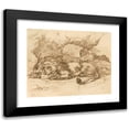 thumbnail image 1 of Eugène Delacroix 24x20 Black Modern Framed Museum Art Print Titled - Lion Devouring a Rabbit, 1 of 5