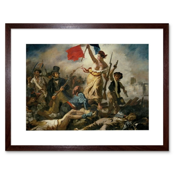 Eugène Delacroix July 28 1830 Liberty Leading The People Revolution Reproduction Painting Artwork Framed Wall Art Print 9X7 Inch