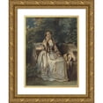 thumbnail image 1 of Eugène Devéria 15x18 Gold Ornate Wood Frame and Double Matted Museum Art Print Titled - Woman Seated in a Bower, 1 of 4