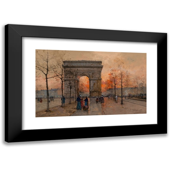 Eugène Galien-Laloue 14x11 Black Modern Framed Museum Art Print Titled - The Arc De Triomphe, Place De L'Etoile