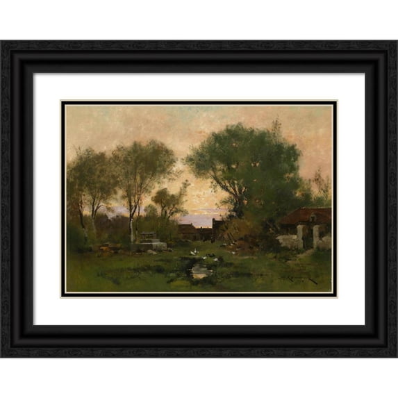 Eugène Galien-Laloue 14x11 Black Ornate Wood Framed Double Matted Museum Art Print Titled: Evening Atmosphere