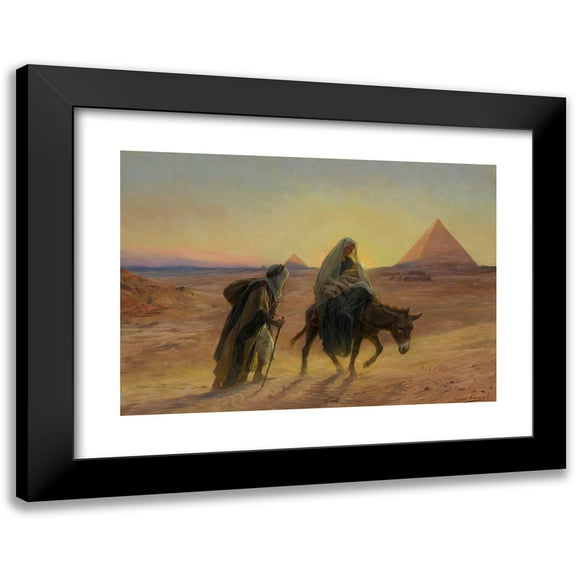 Eugène Girardet 14x11 Black Modern Framed Museum Art Print Titled - Flight into Egypt