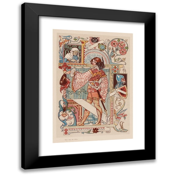 Eugène Grasset 11x14 Black Modern Framed Museum Art Print Titled - Knight Inscribed in Illumination