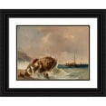 thumbnail image 1 of Eugène Isabey 14x11 Black Ornate Wood Framed Double Matted Museum Art Print Titled: Fishing Boat at the Seaside (1860-1870), 1 of 5