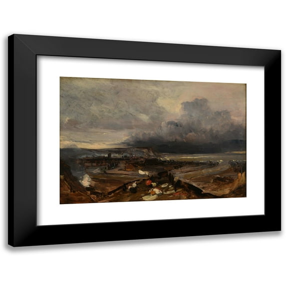 Eugène Isabey 18x14 Black Modern Framed Museum Art Print Titled - The Port of Dieppe (After 1842)