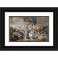 thumbnail image 1 of Eugène Lami 14x11 Black Ornate Wood Framed Double Matted Museum Art Print Titled: The Marble Staircase (1866), 1 of 5