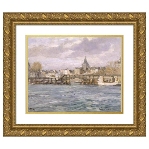 Eugène Louis Gillot 23x20 Gold Ornate Framed and Double Matted Museum Art Print Titled - The Saint-Louis Ile Estacade (1900)