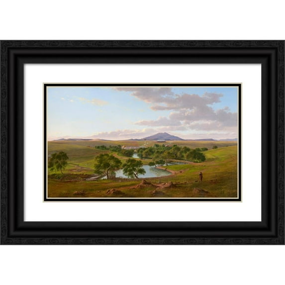 Eugène von Guérard 14x10 Black Ornate Wood Framed Double Matted Museum Art Print Titled: Yalla-Y -Pora