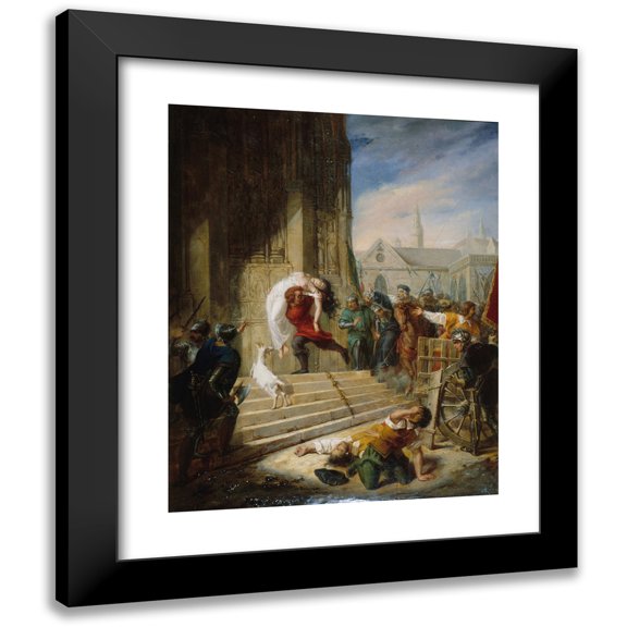 Eugénie Henry 12x14 Black Modern Framed Museum Art Print Titled - Quasimodo Saving Esmeralda from the Hands of its Executioners (1832)