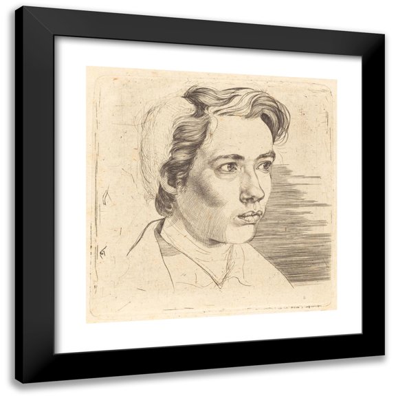 Eugen Eduard Schaeffer 20x20 Black Modern Framed Museum Art Print Titled - Portrait of Maisonneuve (1824)
