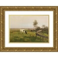 thumbnail image 1 of Eugen Jettel 14x11 Gold Ornate Wood Frame and Double Matted Museum Art Print Titled - Cows in the Pasture, 1 of 4