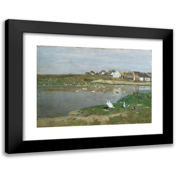 Eugen Jettel 18x14 Black Modern Framed Museum Art Print Titled - The Goose Pond in Kotting-Neusiedl (1898)