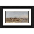 thumbnail image 1 of Eugen Jettel 24x14 Black Ornate Framed Double Matted Museum Art Print Titled: Motive from Szerled in the Waag (1872), 1 of 5