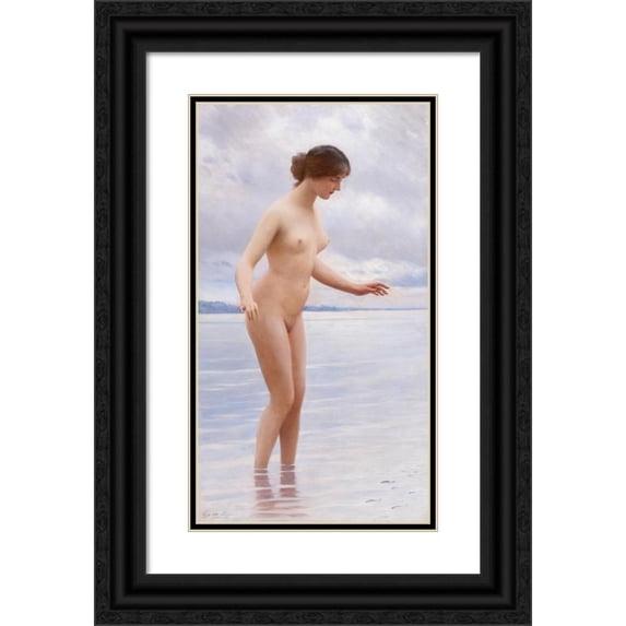 Eugen von Blaas 10x14 Black Ornate Wood Framed Double Matted Museum Art Print Titled: In the Water