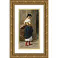 thumbnail image 1 of Eugen von Blaas 11x18 Gold Ornate Wood Frame and Double Matted Museum Art Print Titled - A Maiden with a Basket of Roses (1900), 1 of 4