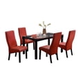thumbnail image 1 of Eugene 5 Piece Dining Set, 59" Rectangular, Transitional, (Cappuccino Table With Beveled Glass Top & 4 Red Chairs), 1 of 5