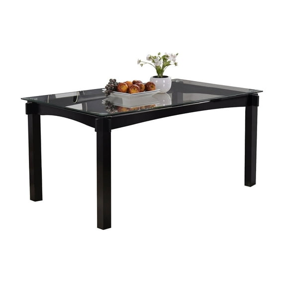Eugene 59" Rectangular Dining Table, Cappuccino Wood & Beveled Glass