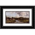 thumbnail image 1 of Eugene Boudin 2x Matted 24x16 Black Ornate Framed Art Print 'River near hospital', 1 of 2