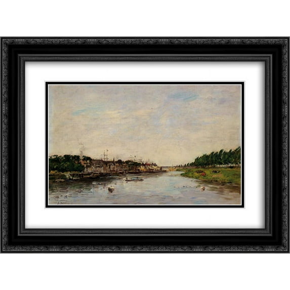 Eugene Boudin 2x Matted 24x18 Black Ornate Framed Art Print 'Entrance to the Port of Saint-Valery-sur-Somme'