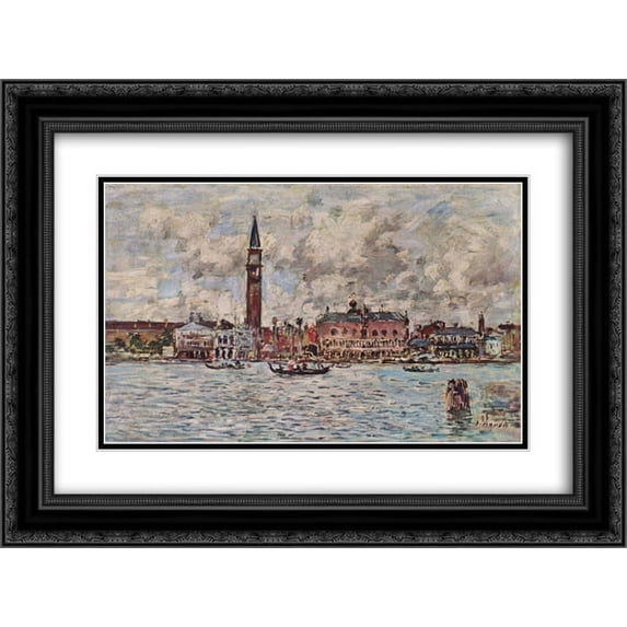Eugene Boudin 2x Matted 24x18 Black Ornate Framed Art Print 'San-Marco square in Venice'