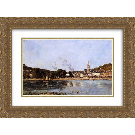 Eugene Boudin 2x Matted 24x18 Gold Ornate Framed Art Print 'The Rocks of l'Ilette and the Fortifications'
