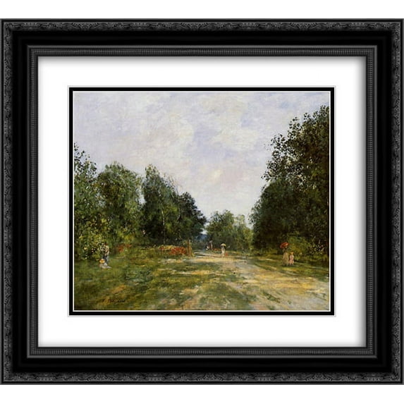 Eugene Boudin 2x Matted 24x20 Black Ornate Framed Art Print 'Cordier Park, Trouville'