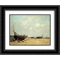 thumbnail image 1 of Eugene Boudin 2x Matted 24x20 Black Ornate Framed Art Print 'Fishing Boats Aground and at Sea', 1 of 2