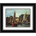thumbnail image 1 of Eugene Boudin 2x Matted 24x20 Black Ornate Framed Art Print 'The Entrance to the Port of Honfleur', 1 of 2