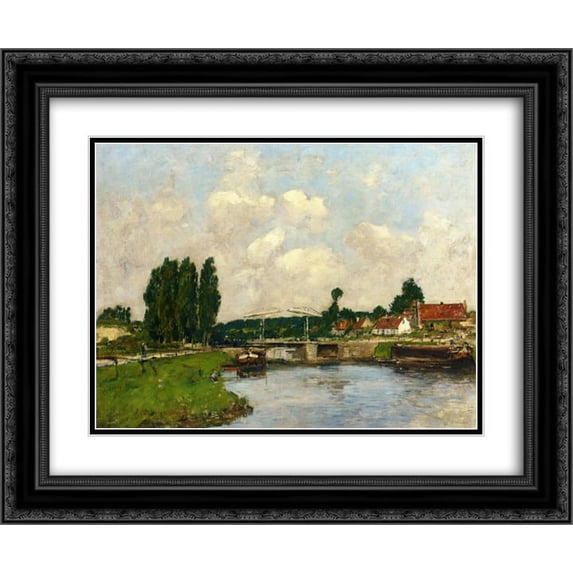 Eugene Boudin 2x Matted 24x20 Black Ornate Framed Art Print 'The Lock at Saint-Valery-sur-Somme'
